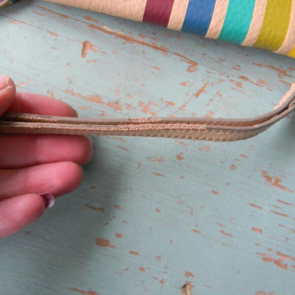 TORY BURCH RAINBOW MULTI COLOR STRIPED WALLET/WRISTLET LEATHER - Picture 4 of 9